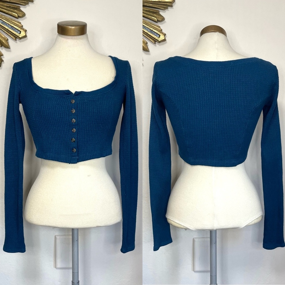 Out From Under Thermal Button Down Crop Top